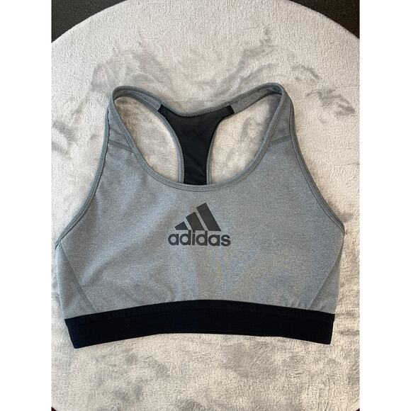 Adidas Sports Bra Gray Workout Gym Activewear Running Size Medium - Picture 1 of 6